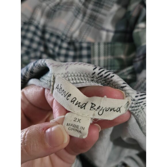 Above and Beyond Womens Plaid Long Sleeve Top Plus Size 2X Fall Western Stretch - Picture 6 of 10